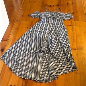 Blue strip off the shoulder summer dress